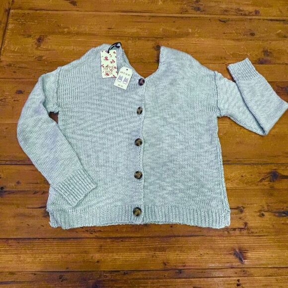 Hippie Rose Aqua Turquoise V Neck Sweater Size XS Oversized - Picture 2 of 12